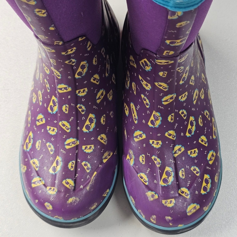 Bogs Kids Classic II Tacos Purple Waterproof Insulated Rain Boots Size 4 Youth - Picture 2 of 7